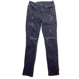 American Eagle Womens Black Distressed AirFlex+ Denim  Jeans Size 26 x 28
